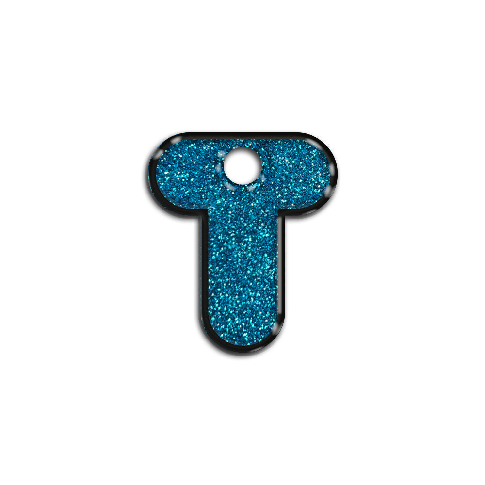 T Harfi Rounded Mavi Glitter | İsimlik