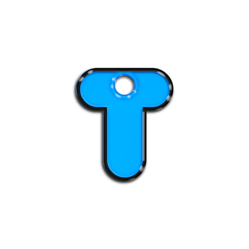 T Harfi Rounded Mavi Neon | İsimlik