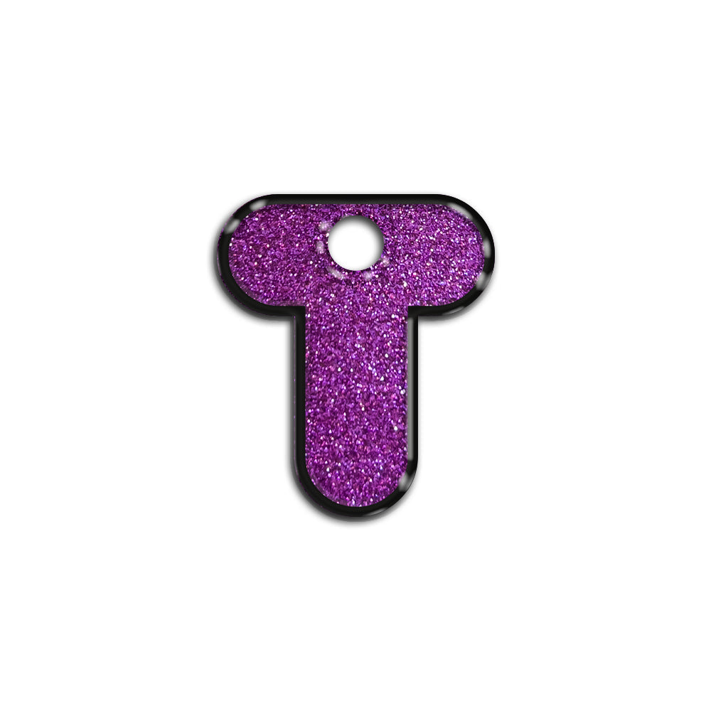 T Harfi Rounded Mor Glitter | İsimlik