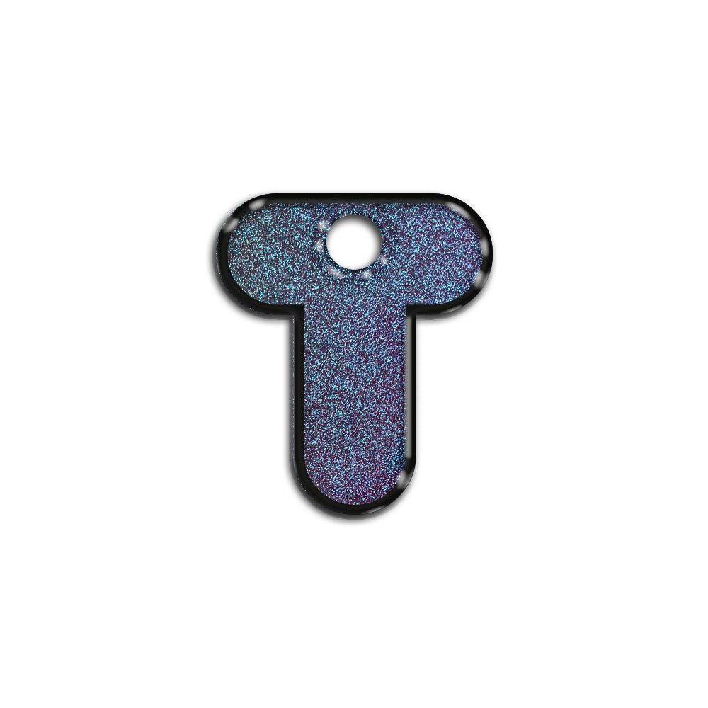 T Harfi Rounded Opal Mavi Glitter | İsimlik