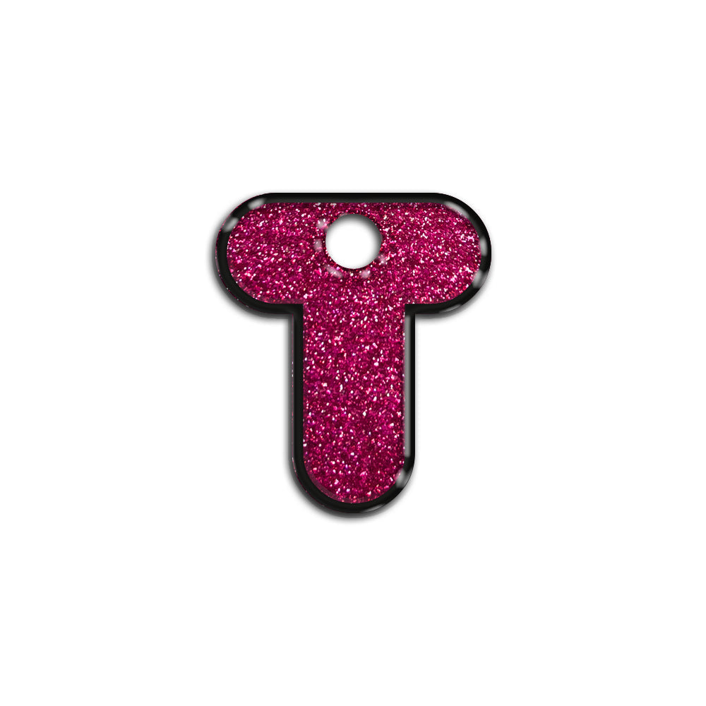 T Harfi Rounded Fuşya Glitter | İsimlik