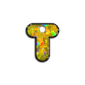 T Harfi Rounded Sarı Holo | İsimlik