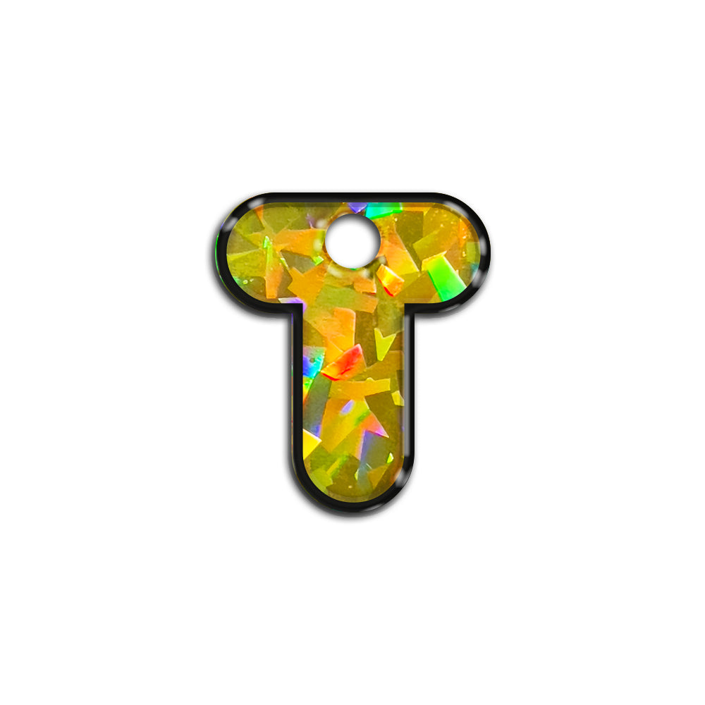 T Harfi Rounded Sarı Holo | İsimlik