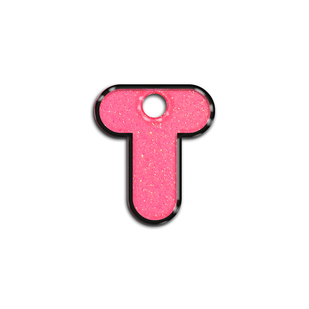 T Harfi Rounded Şeker Pembe Glitter | İsimlik
