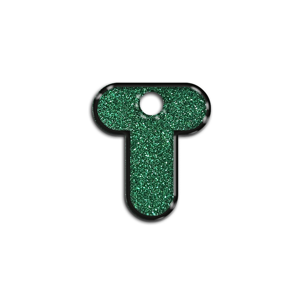 T Harfi Rounded Yeşil Glitter | İsimlik