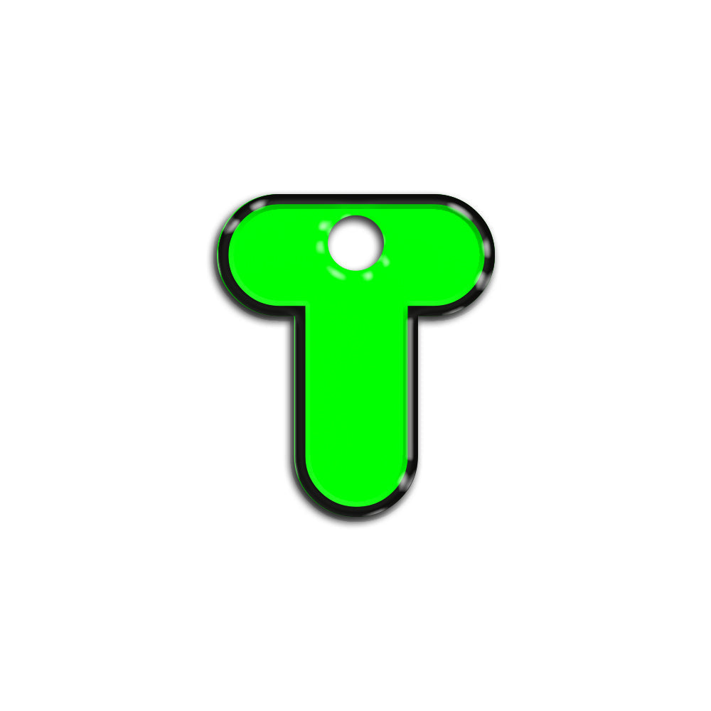 T Harfi Rounded Yeşil Neon | İsimlik