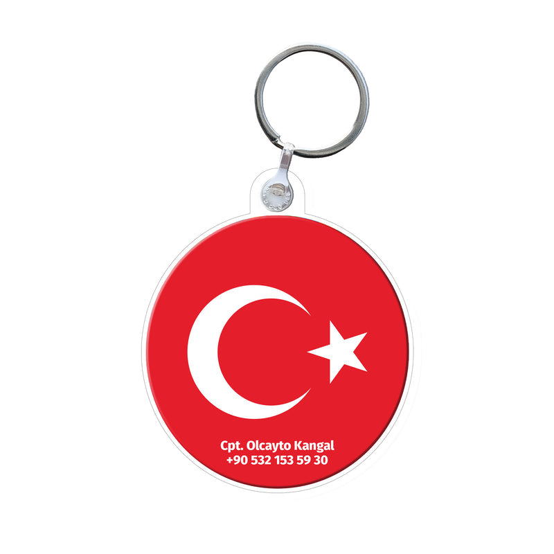 Globe Turkish Flag | Akrilik Anahtarlık