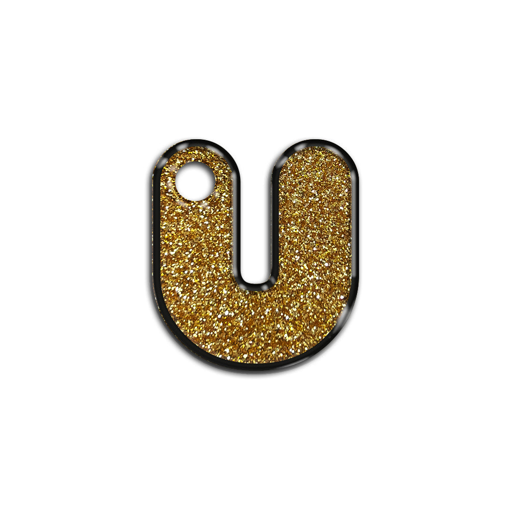 U Harfi Rounded Altın Glitter | İsimlik