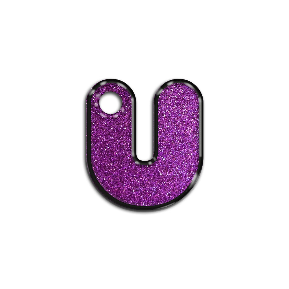 U Harfi Rounded Mor Glitter | İsimlik
