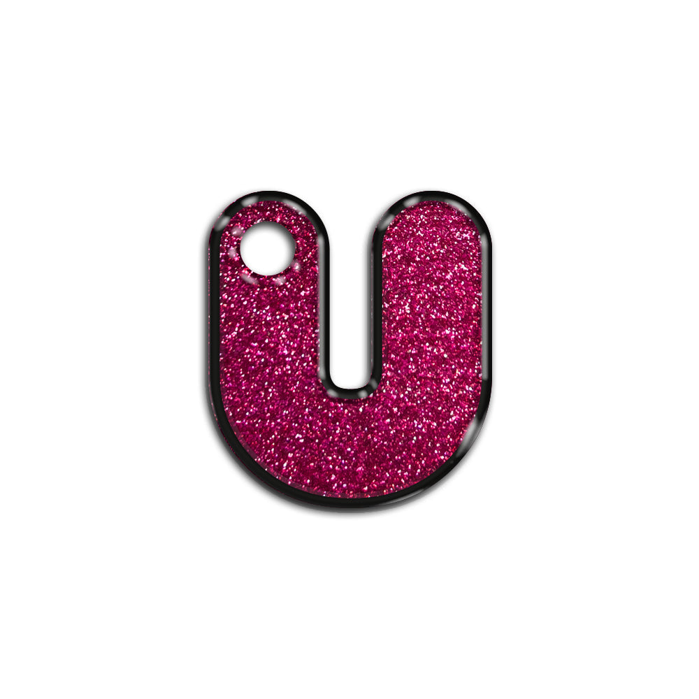 U Harfi Rounded Fuşya Glitter | İsimlik