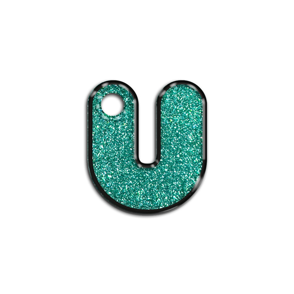 U Harfi Rounded Su Yeşil Glitter | İsimlik