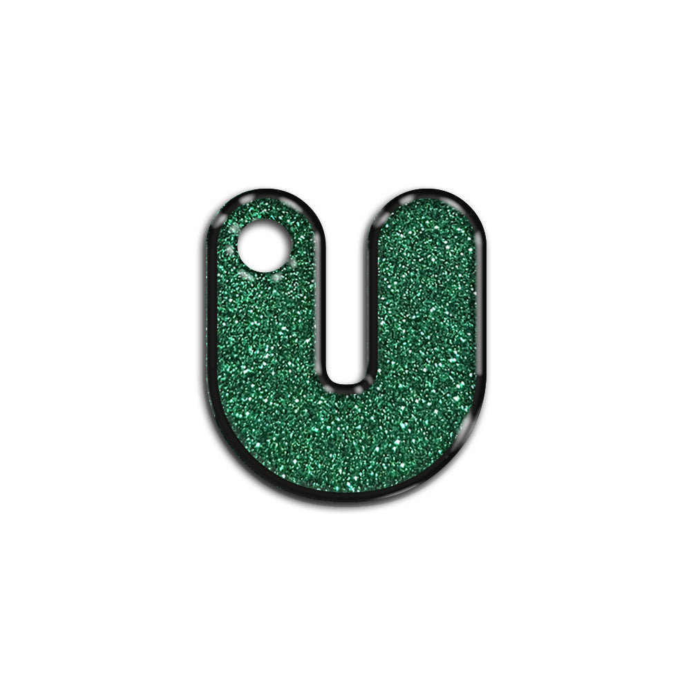 U Harfi Rounded Yeşil Glitter | İsimlik