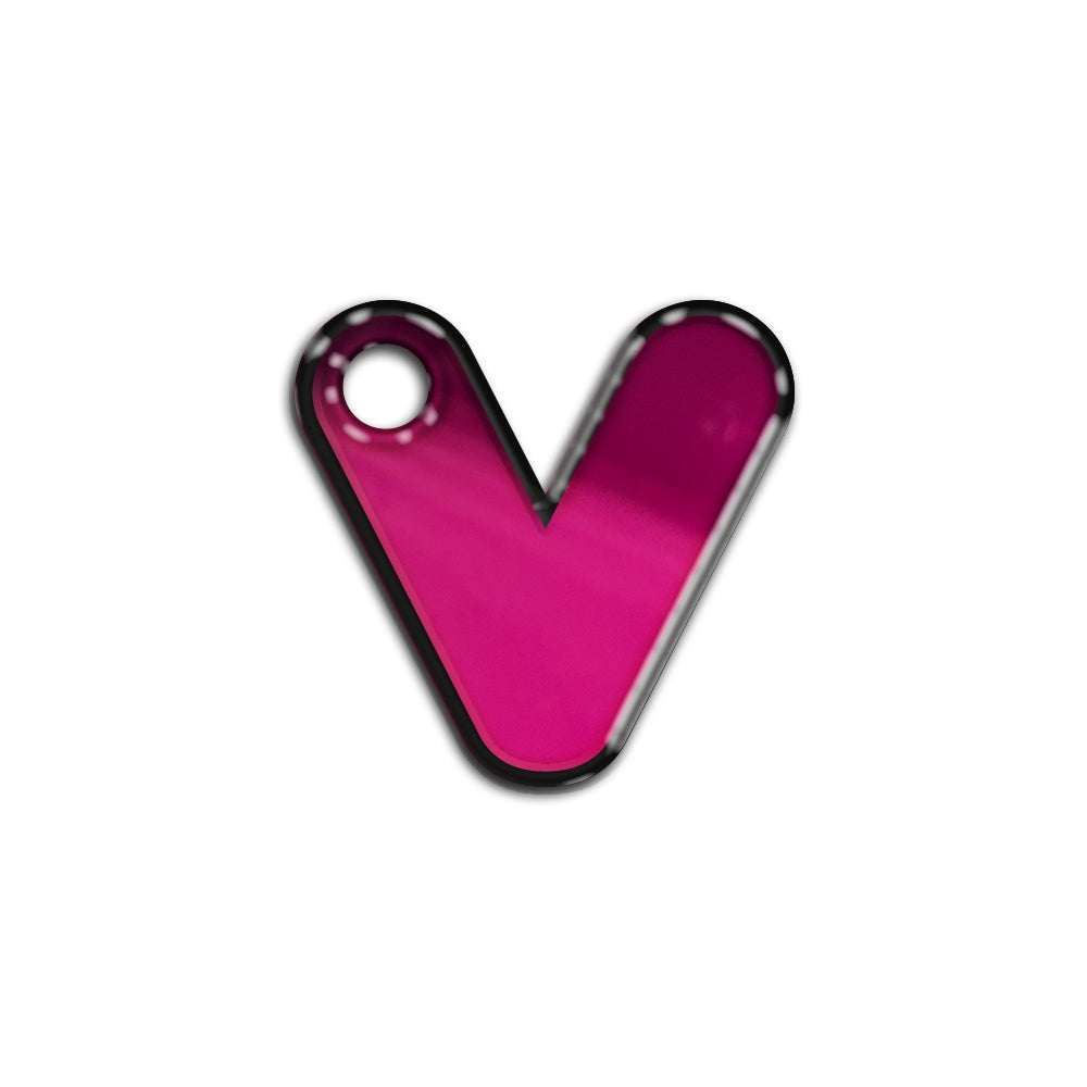 V Harfi Rounded Fuşya Metalik | İsimlik