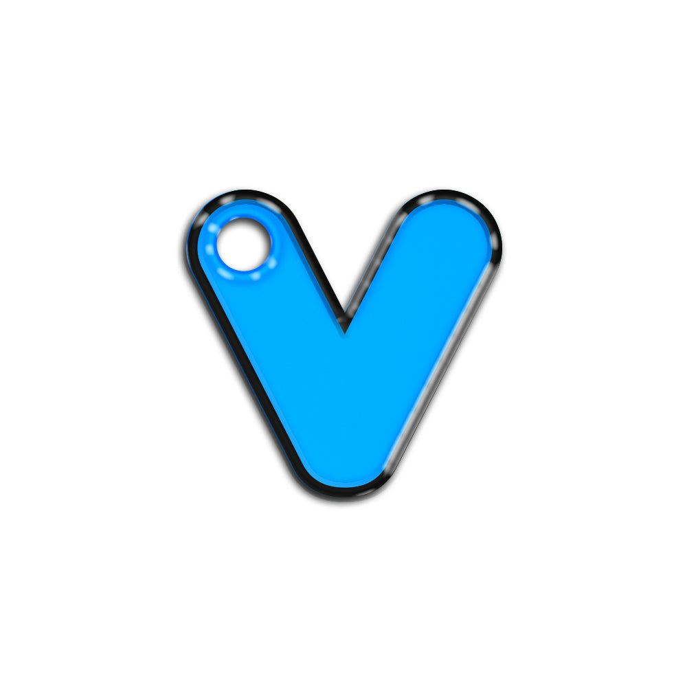 V Harfi Rounded Mavi Neon | İsimlik