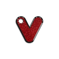V Harfi Rounded Red Glitter | İsimlik