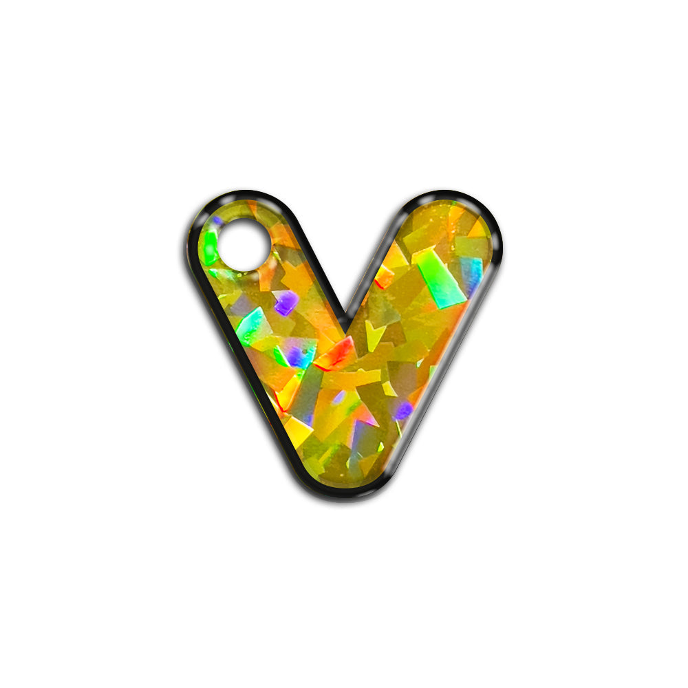 V Harfi Rounded Sarı Holo | İsimlik