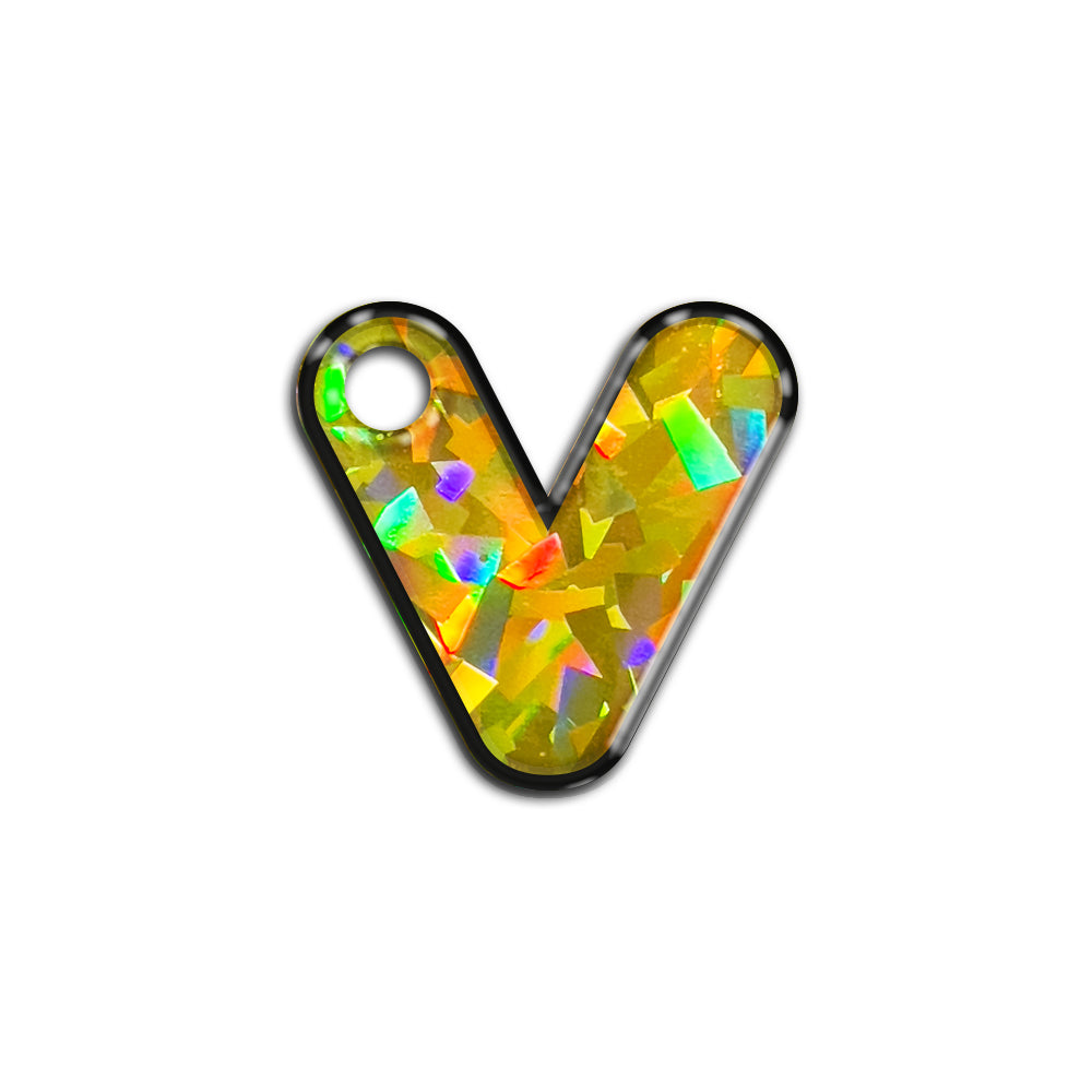 V Harfi Rounded Sarı Holo | İsimlik