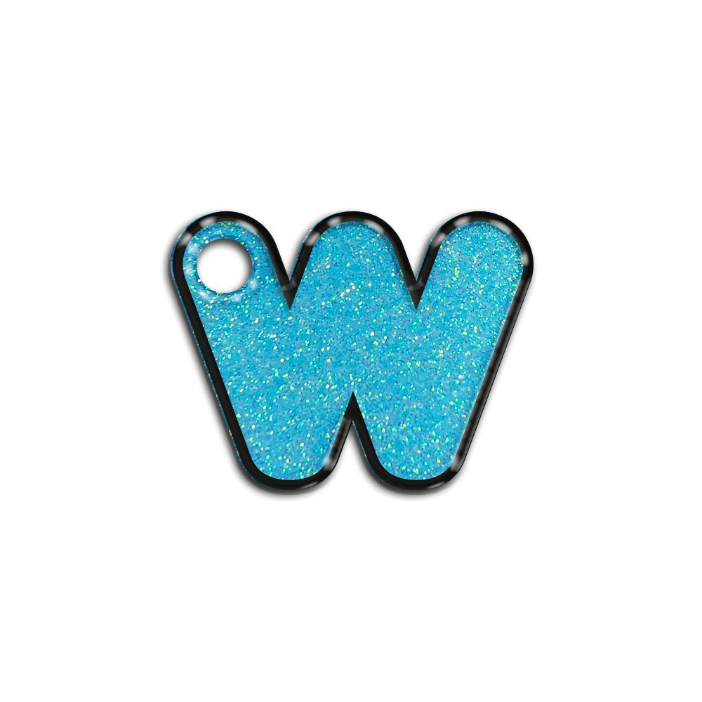 W Harfi Rounded Açık Mavi Glitter | İsimlik