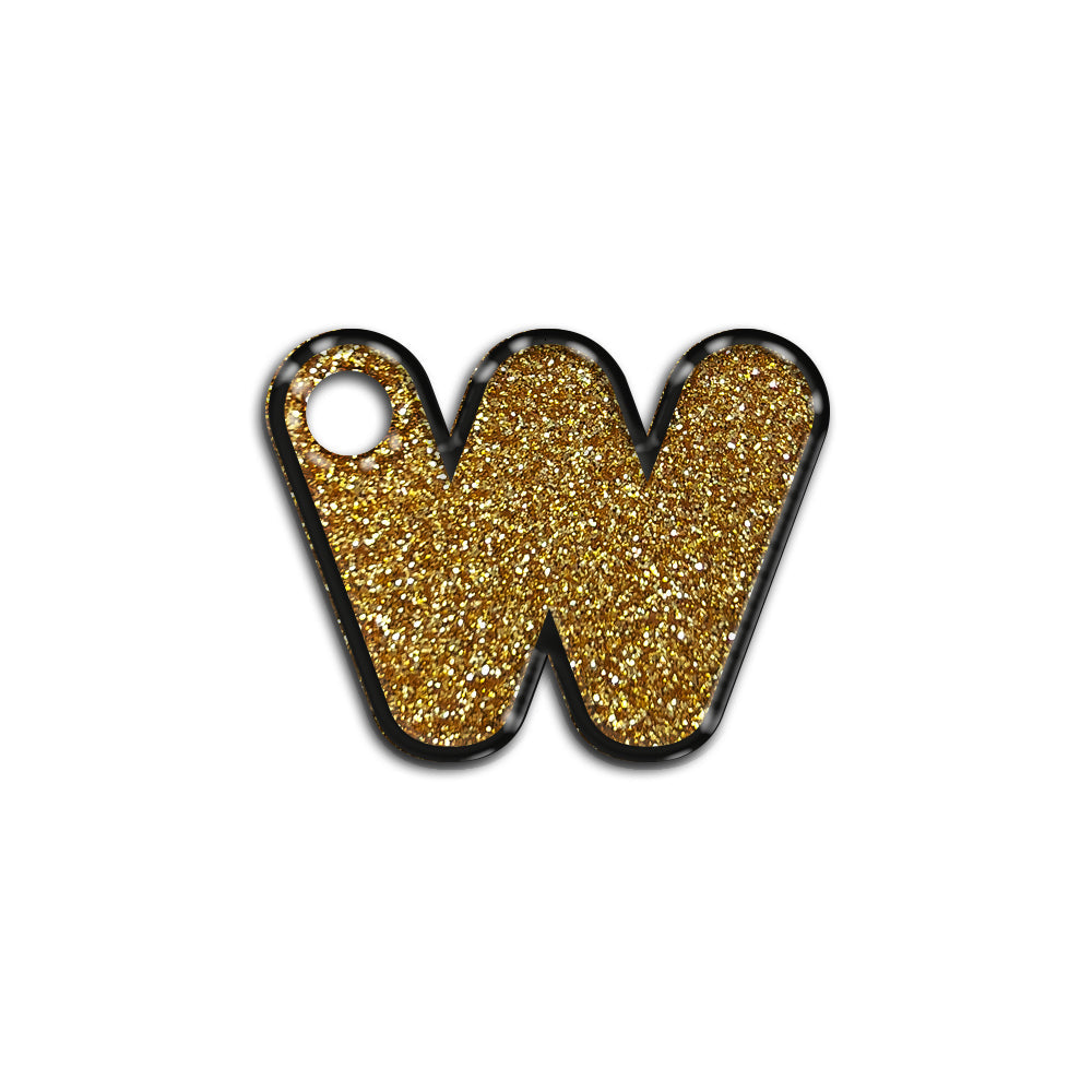 W Harfi Rounded Altın Glitter | İsimlik