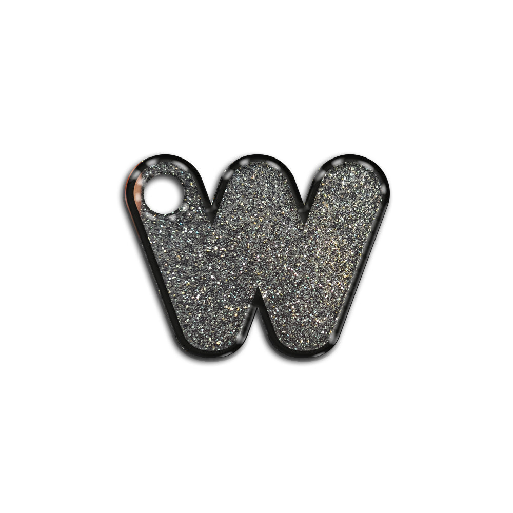 W Harfi Rounded Gri Glitter | İsimlik