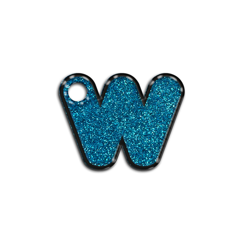 W Harfi Rounded Mavi Glitter | İsimlik