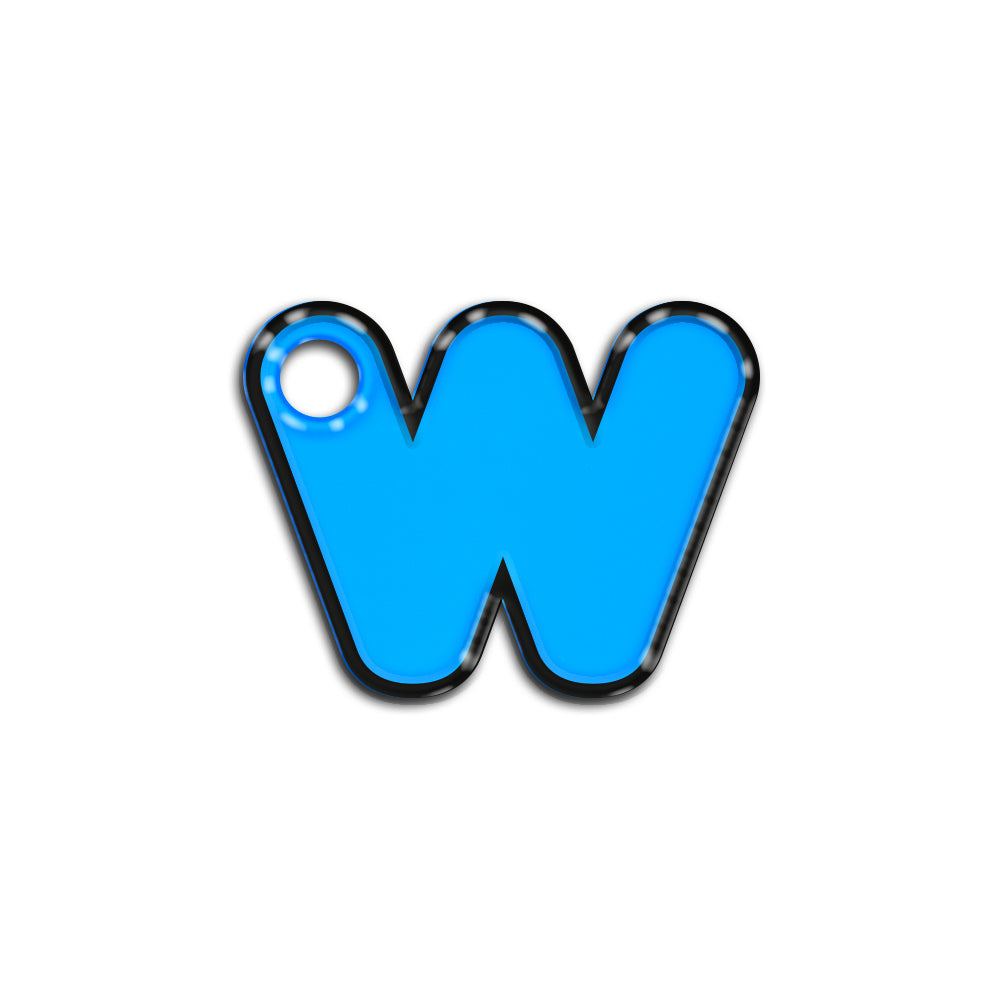 W Harfi Rounded Mavi Neon | İsimlik
