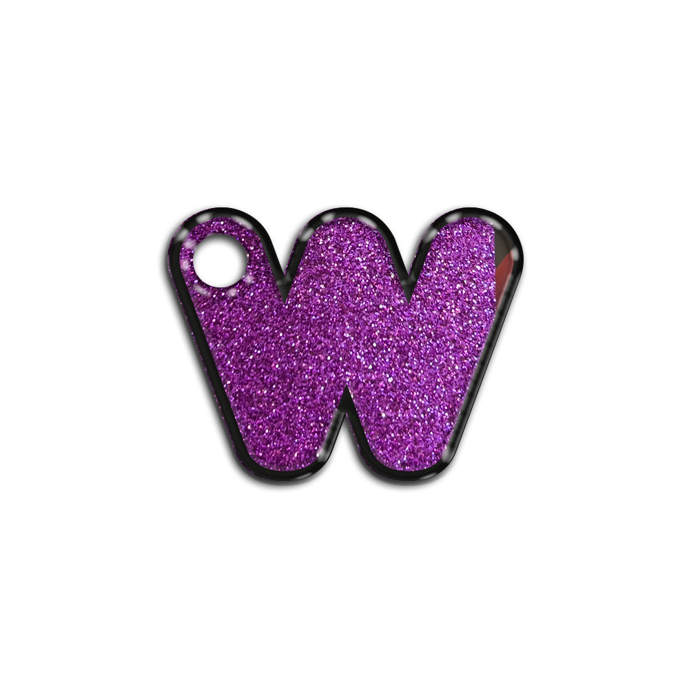 W Harfi Rounded Mor Glitter | İsimlik