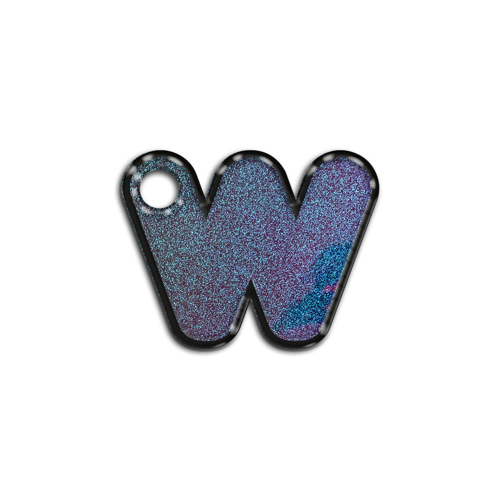 W Harfi Rounded Opal Mavi Glitter | İsimlik