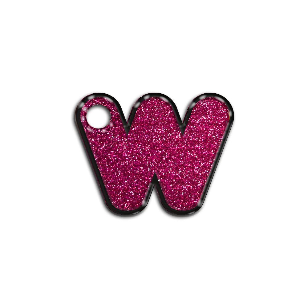 W Harfi Rounded Fuşya Glitter | İsimlik