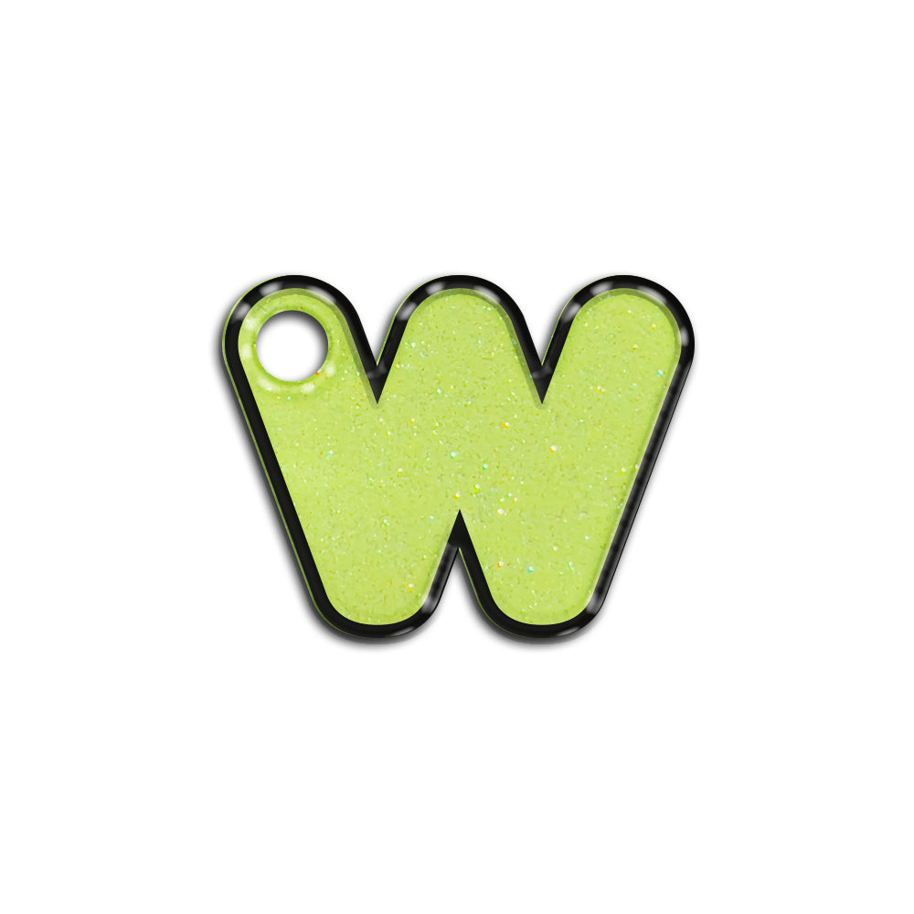 W Harfi Rounded Sarı Glitter | İsimlik