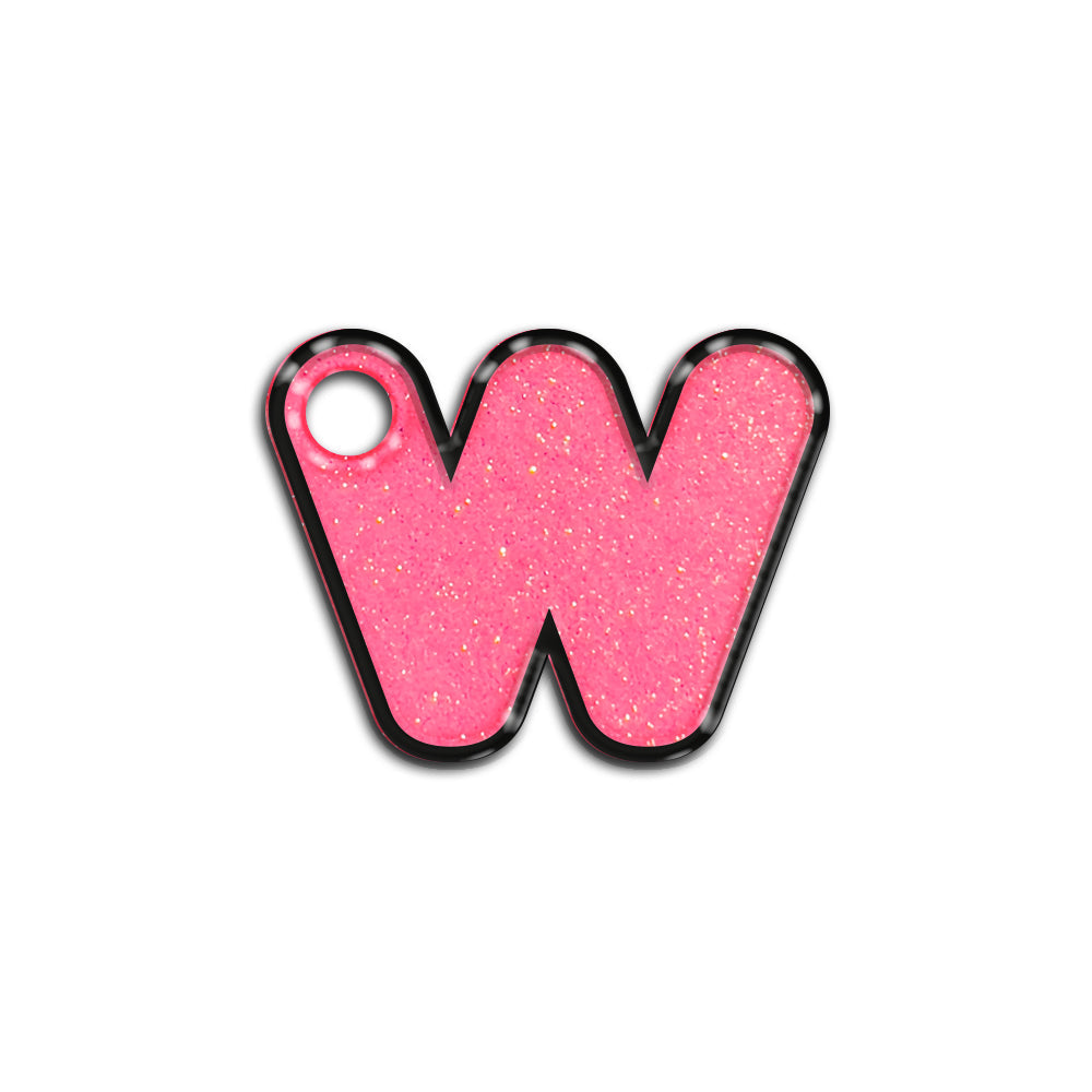 W Harfi Rounded Şeker Pembe Glitter | İsimlik
