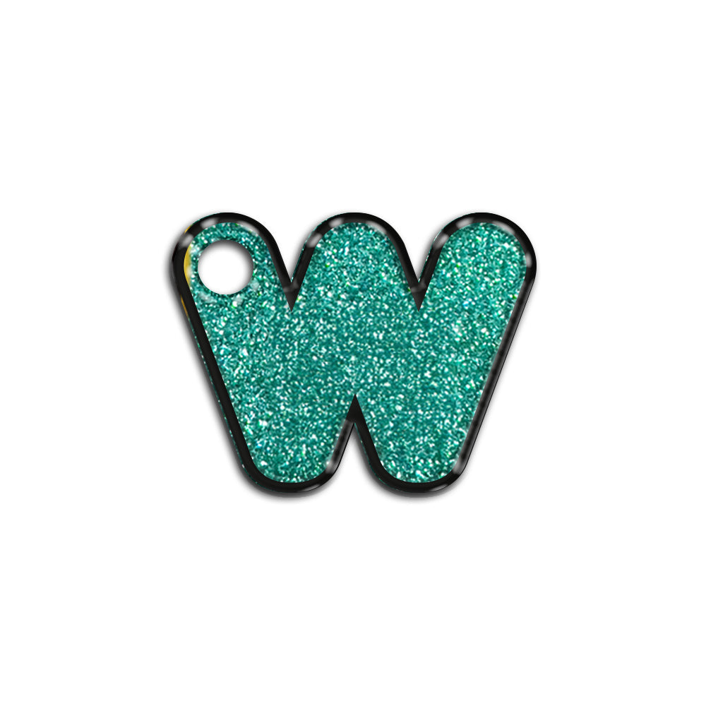 W Harfi Rounded Su Yeşil Glitter | İsimlik