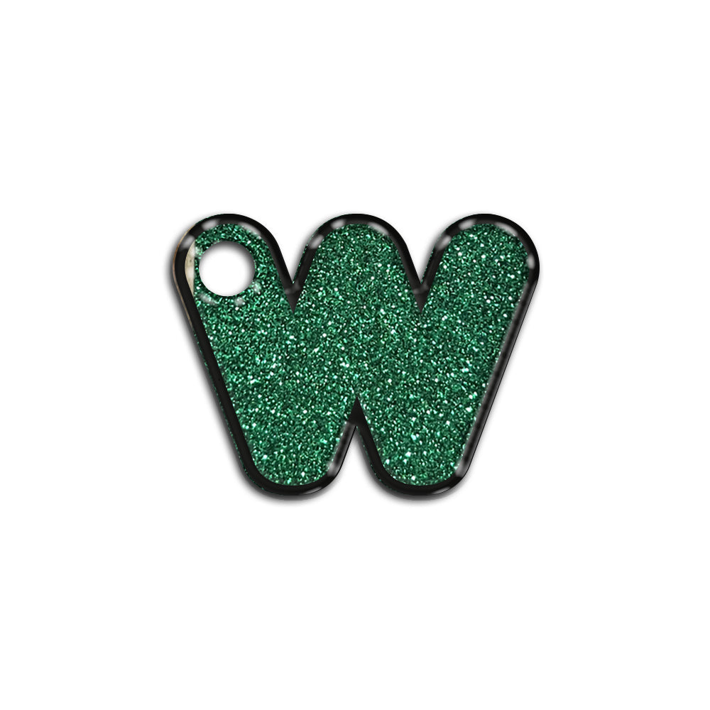 W Harfi Rounded Yeşil Glitter | İsimlik