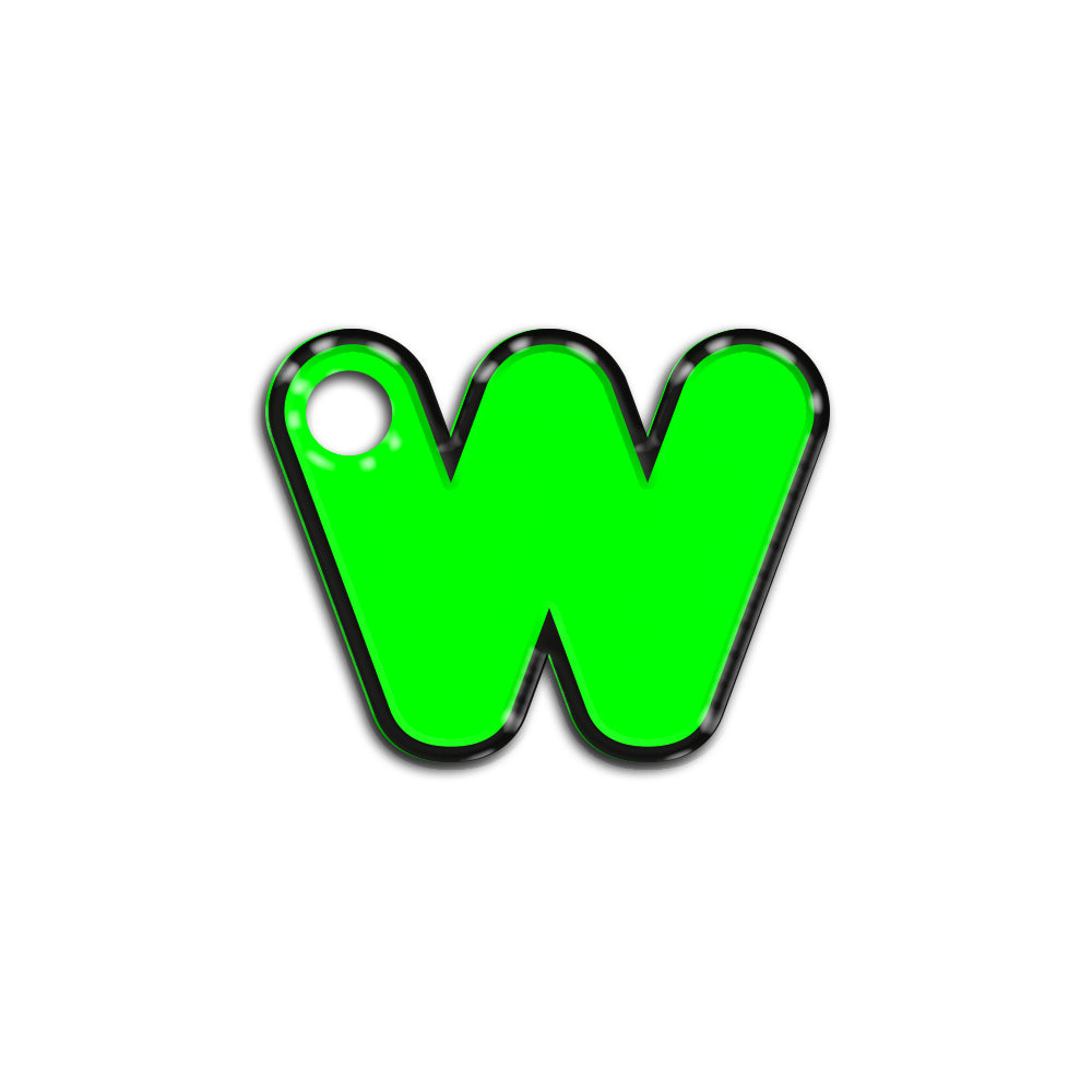 W Harfi Rounded Yeşil Neon | İsimlik