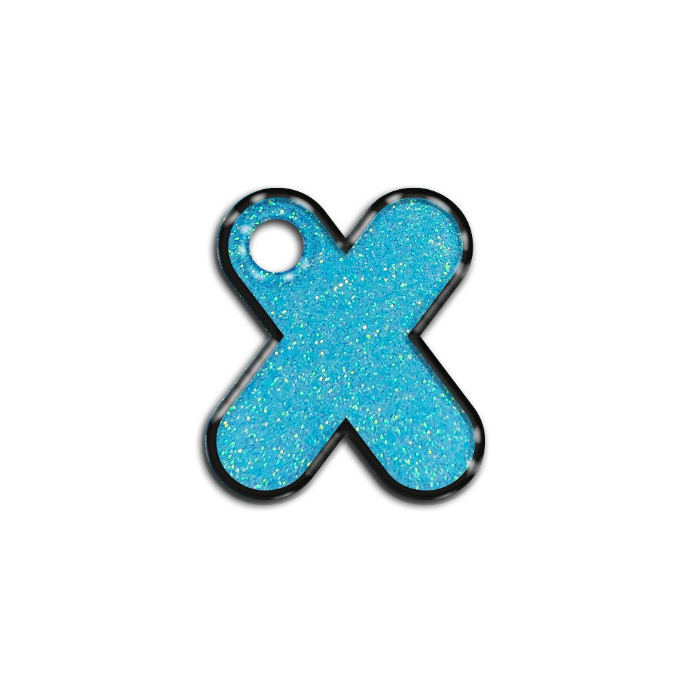 X Harfi Rounded Açık Mavi Glitter | İsimlik