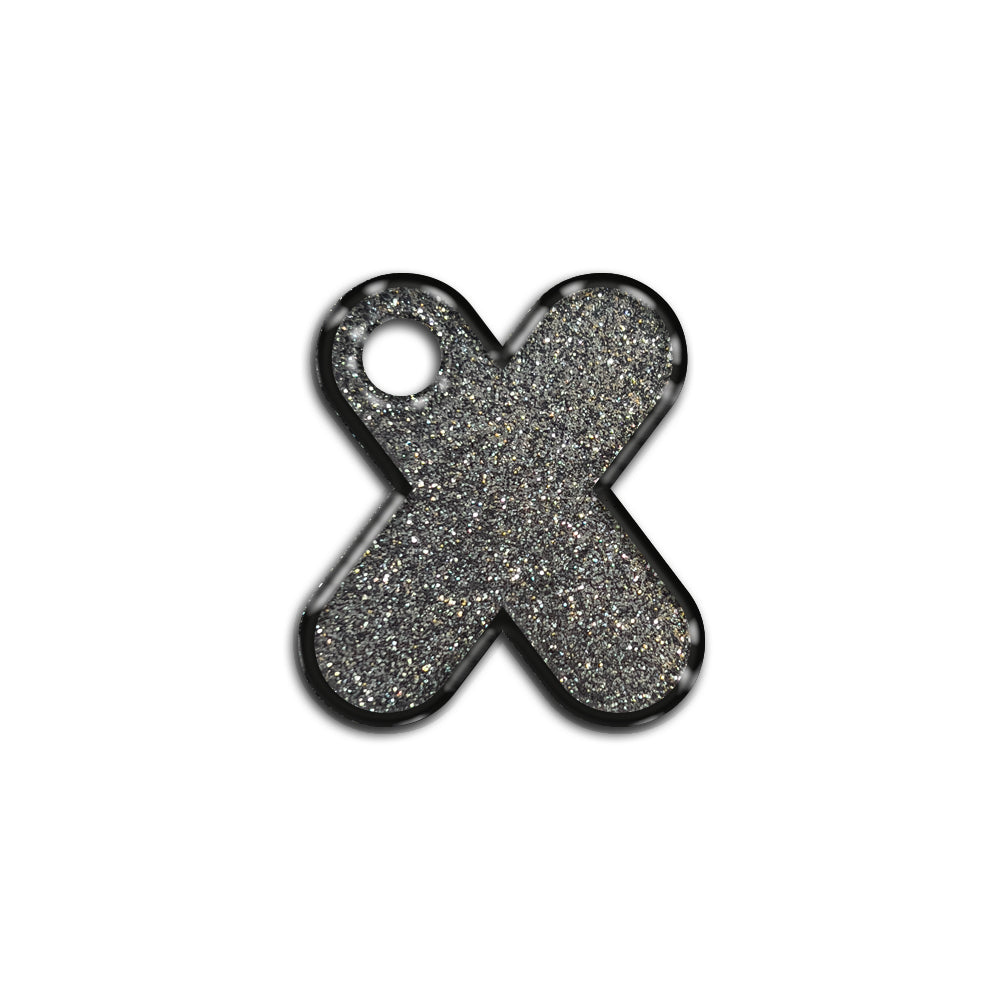 X Harfi Rounded Gri Glitter | İsimlik