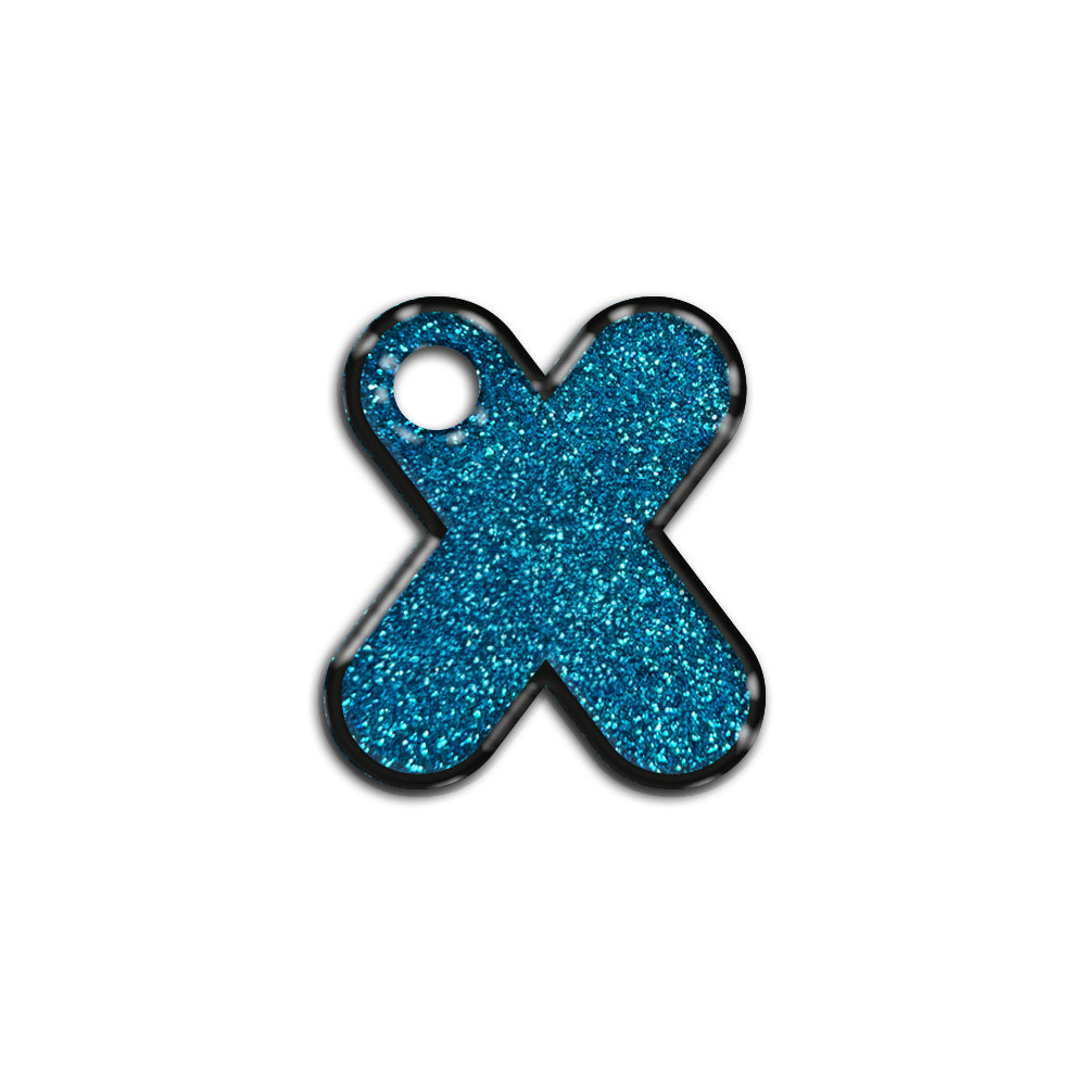 X Harfi Rounded Mavi Glitter | İsimlik