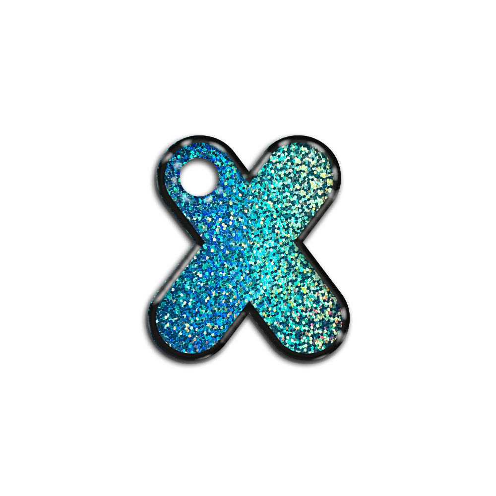 X Harfi Rounded Mavi Holo | İsimlik
