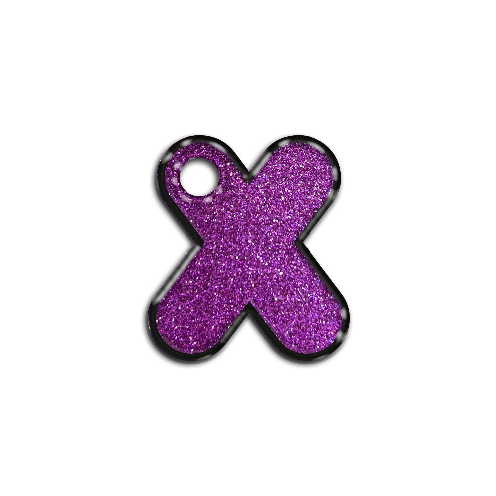X Harfi Rounded Mor Glitter | İsimlik