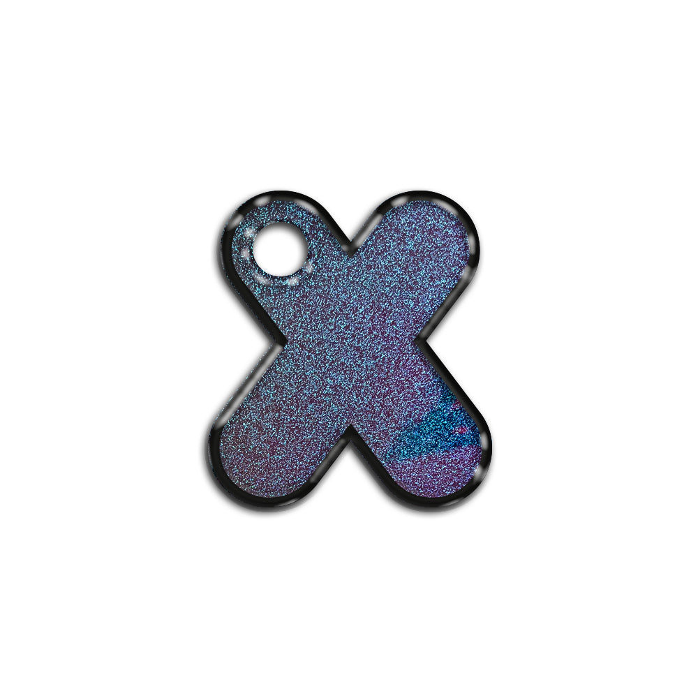 X Harfi Rounded Opal Mavi Glitter | İsimlik