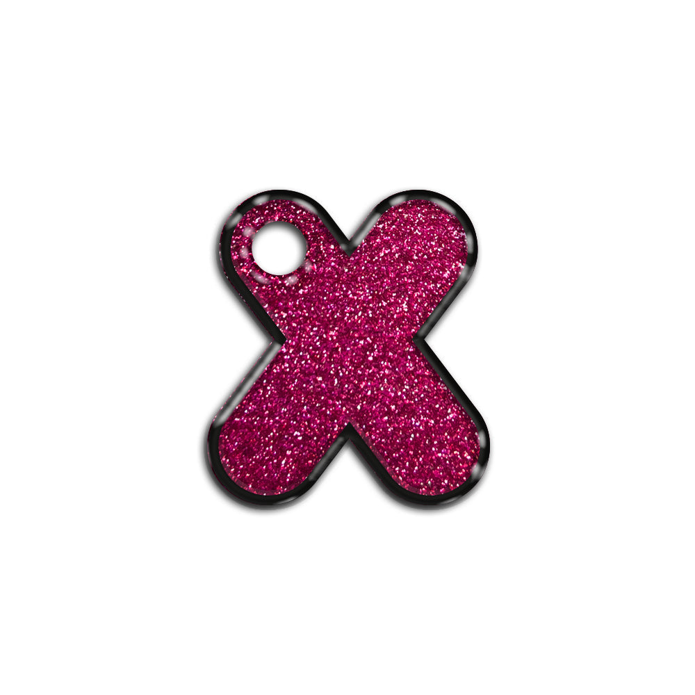 X Harfi Rounded Fuşya Glitter | İsimlik