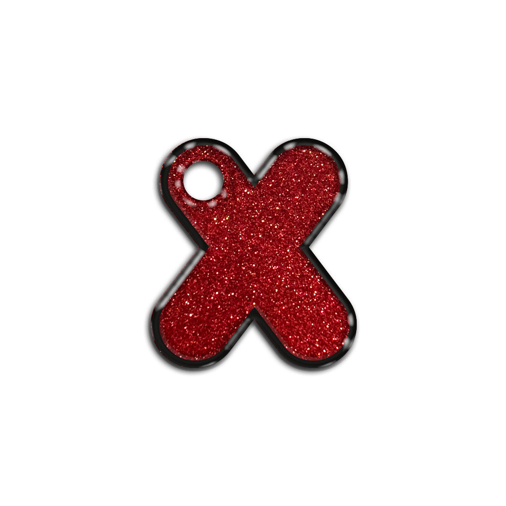 X Harfi Rounded Red Glitter | İsimlik