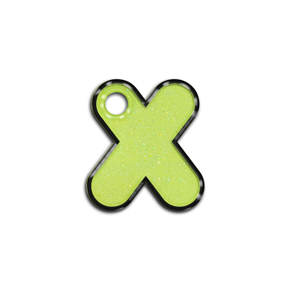 X Harfi Rounded Sarı Glitter | İsimlik