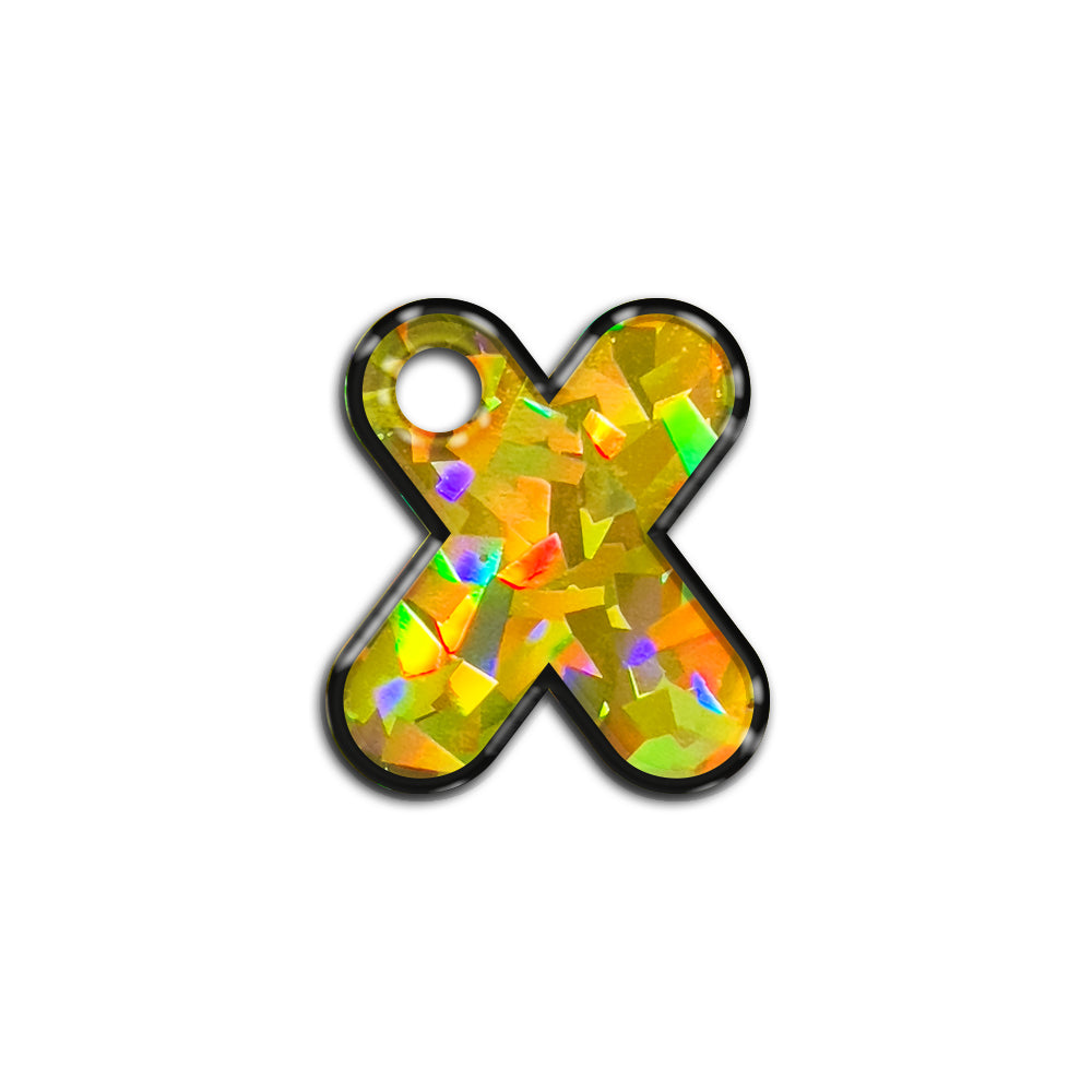X Harfi Rounded Sarı Holo | İsimlik