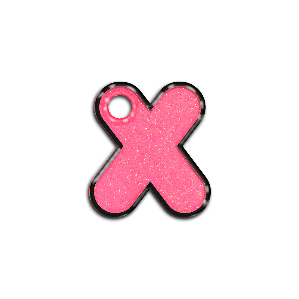X Harfi Rounded Şeker Pembe Glitter | İsimlik