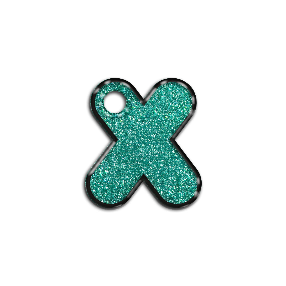 X Harfi Rounded Su Yeşil Glitter | İsimlik