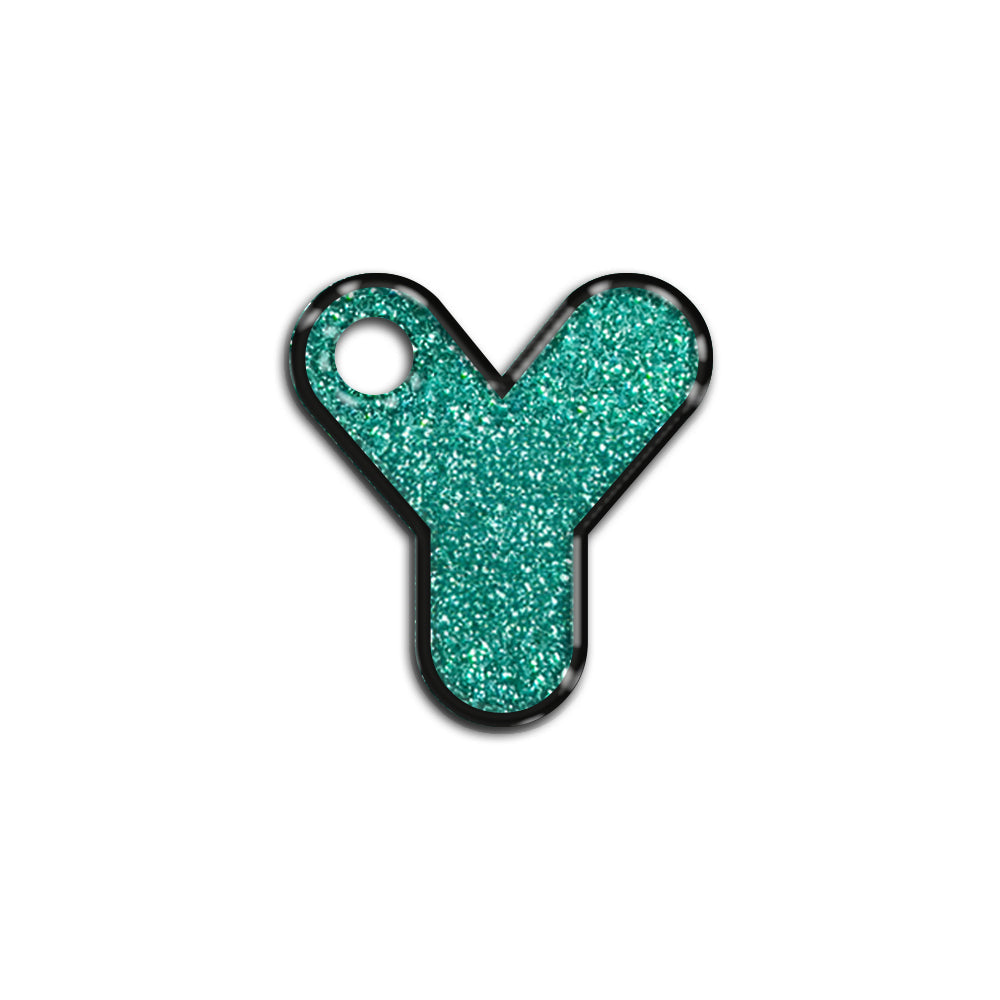 Y Harfi Rounded Su Yeşil Glitter | İsimlik