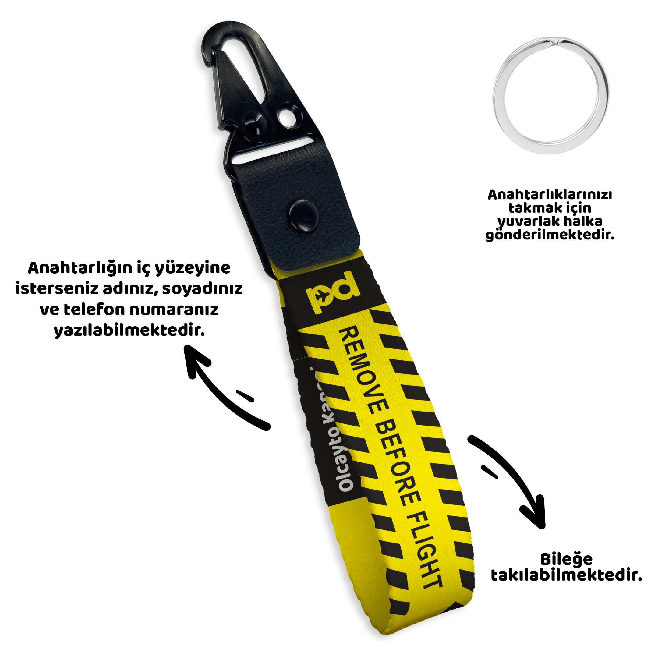 Remove Before Flight Sarı | PD Fly Anahtarlık - Evcil hayvanlar için mükemmel bir ürün.