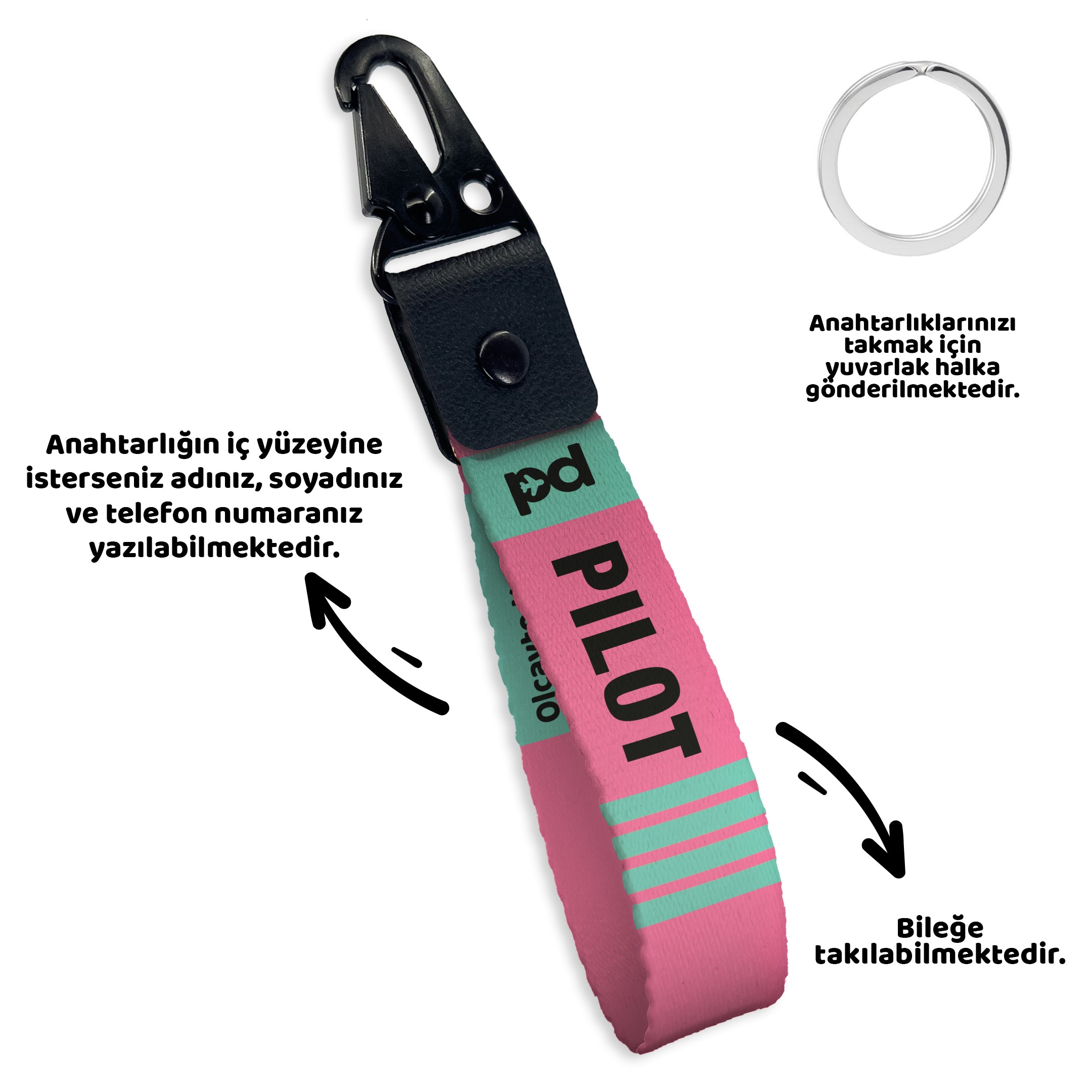 Pilot Pembe | PD Fly Anahtarlık - Evcil hayvanlar için mükemmel bir ürün.