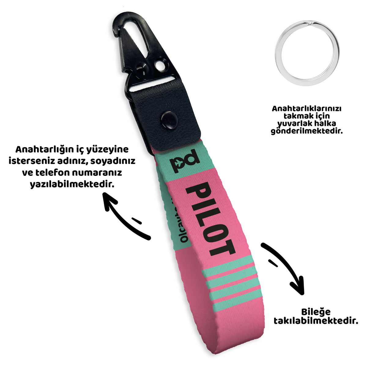 Pilot Pembe | PD Fly Anahtarlık - Evcil hayvanlar için mükemmel bir ürün.